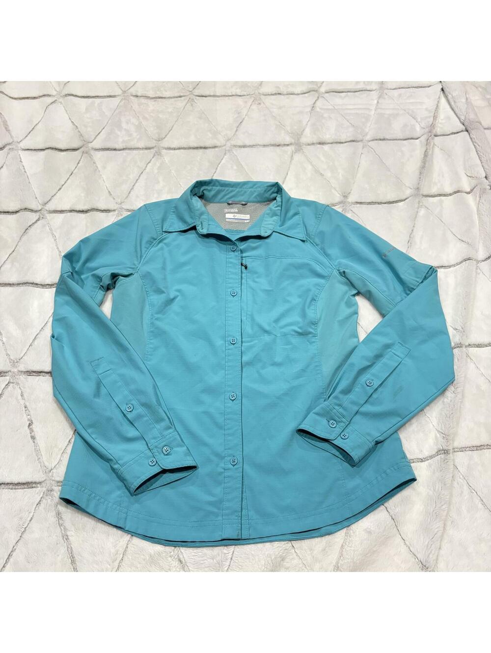 Columbia Women's Medium Omni-Shade Sun Protection Long Sleeve Shirt Blue